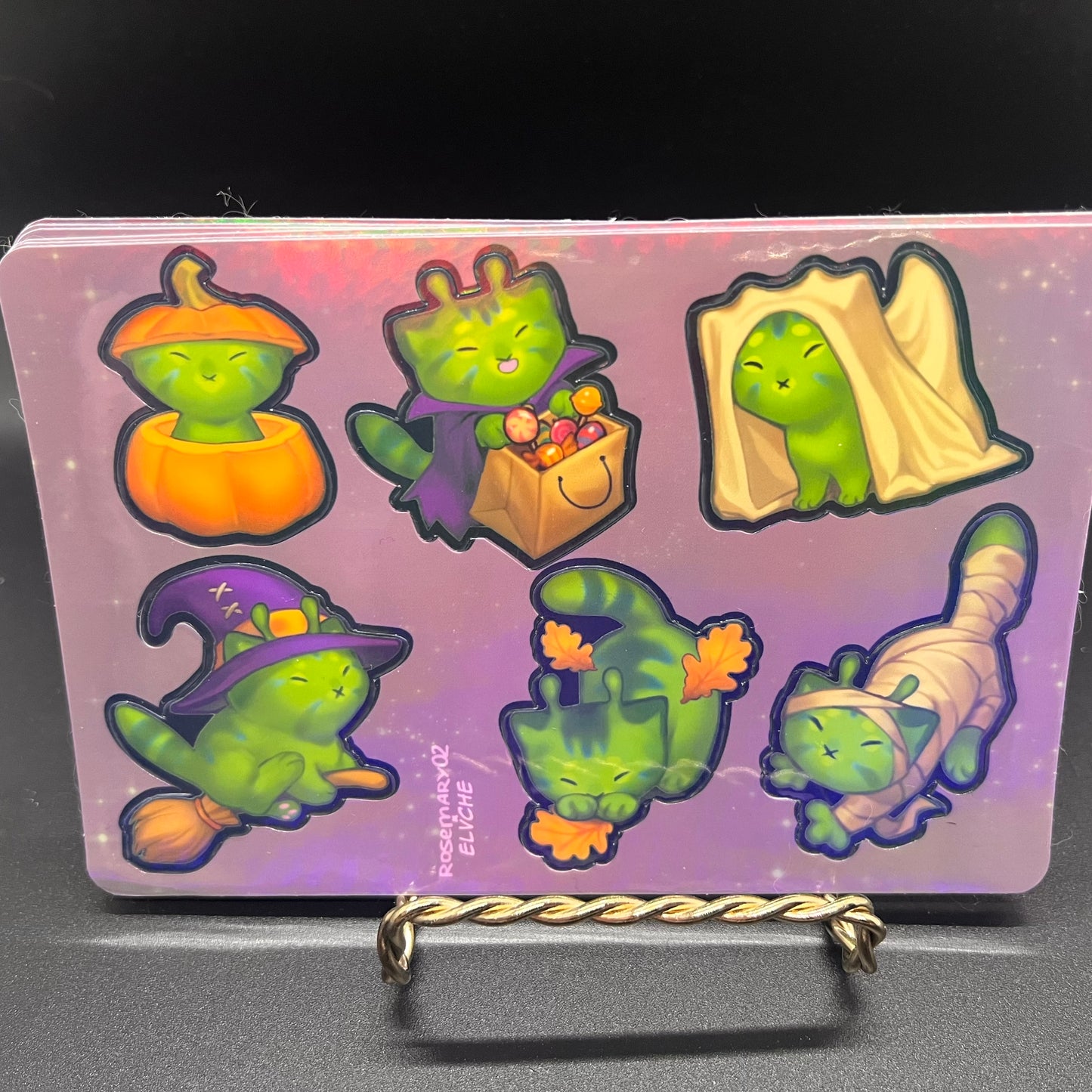 Holo Alien Kitty Autumn Sticker Sheet 4x6 in | 10x15 cm