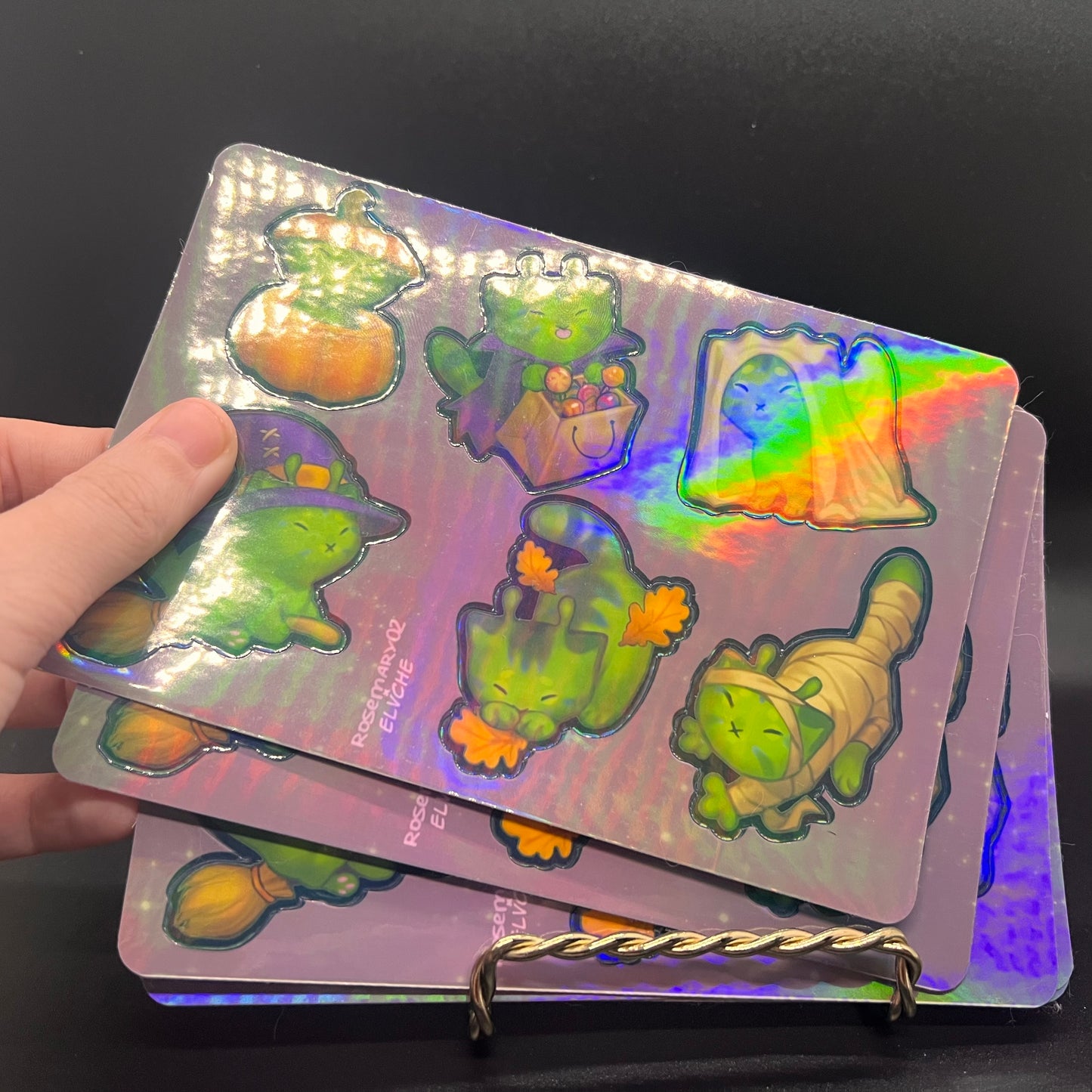 Holo Alien Kitty Autumn Sticker Sheet 4x6 in | 10x15 cm