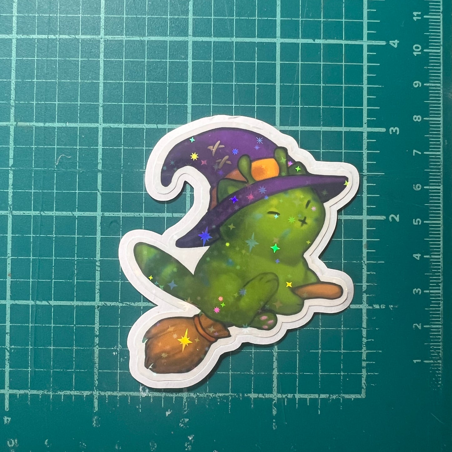 Witch kitty star holo sticker 3in || 7.5cm