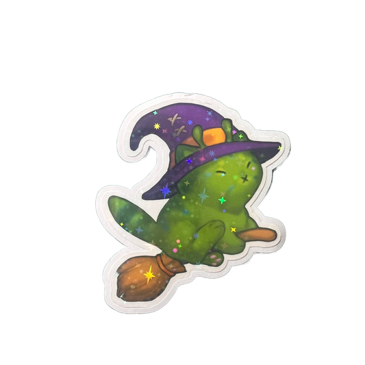 Witch kitty star holo sticker 3in || 7.5cm
