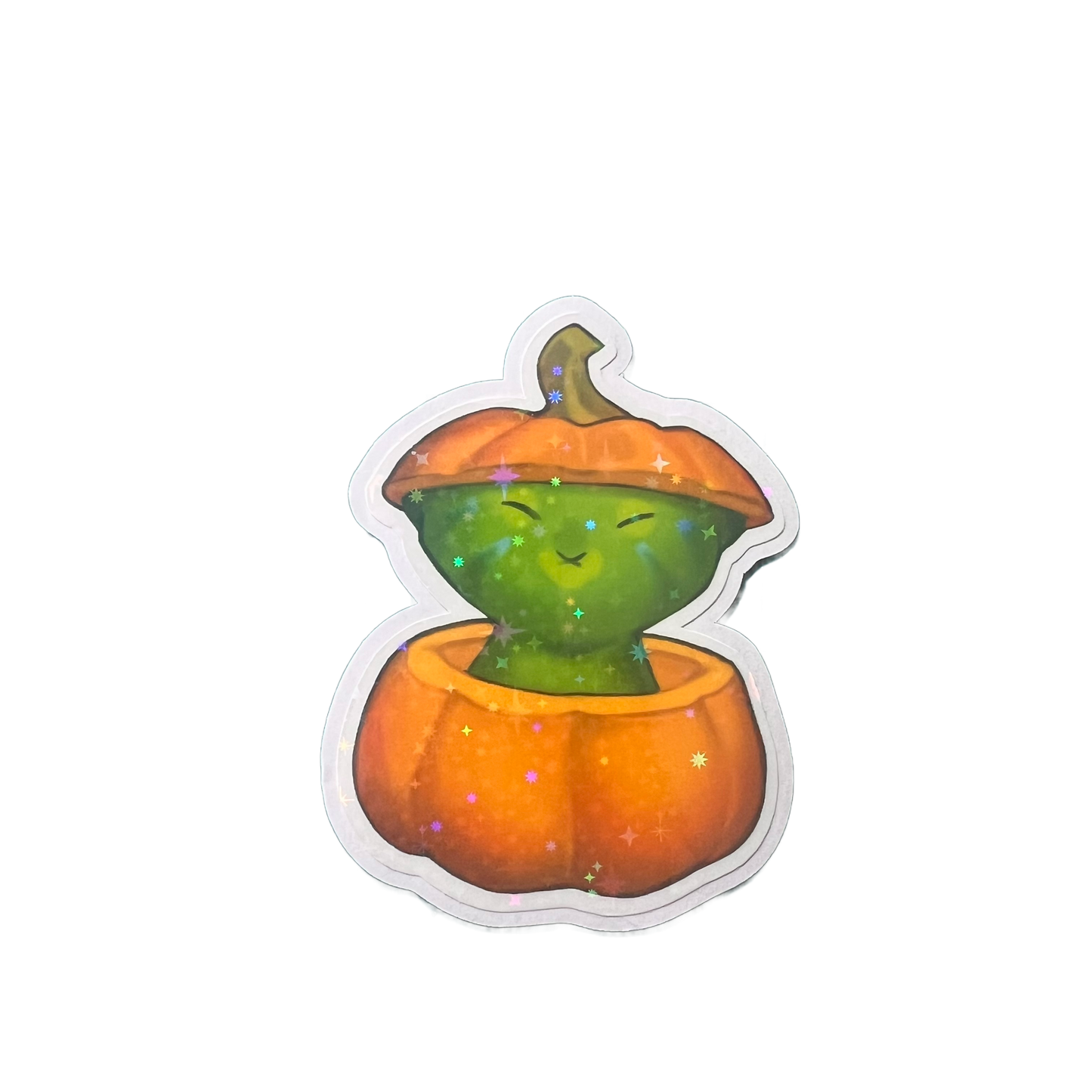Pumpkin kitty star holo sticker 3in || 7.5cm