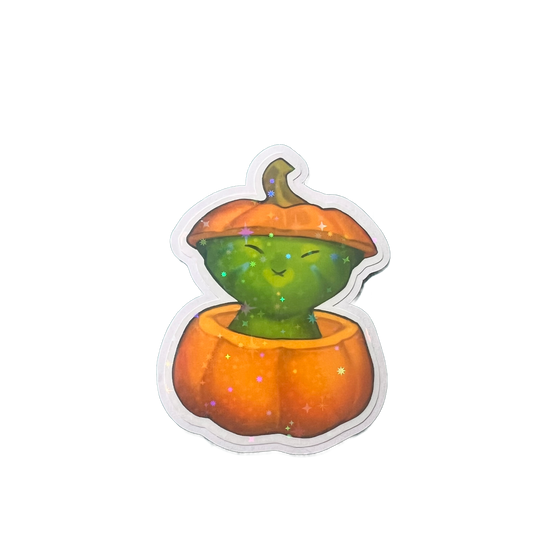 Pumpkin kitty star holo sticker 3in || 7.5cm