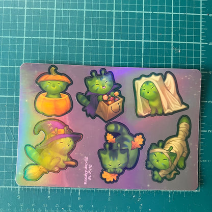 Holo Alien Kitty Autumn Sticker Sheet 4x6 in | 10x15 cm