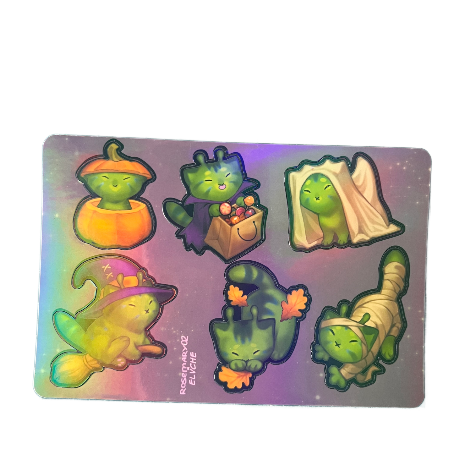 Holo Alien Kitty Autumn Sticker Sheet 4x6 in | 10x15 cm