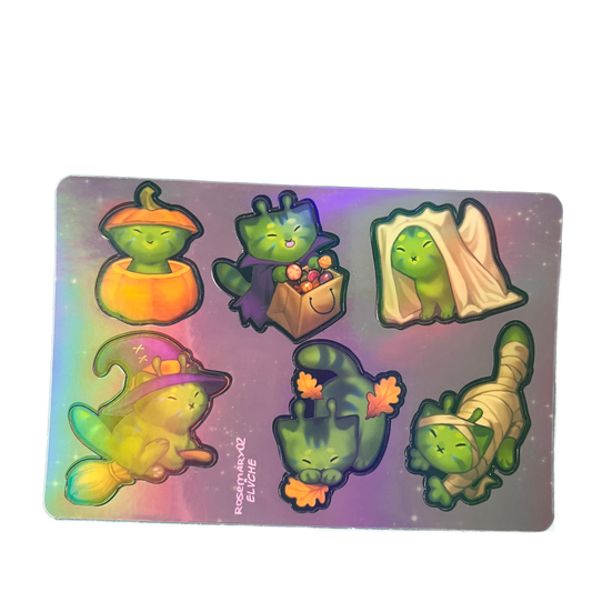 Holo Alien Kitty Autumn Sticker Sheet 4x6 in | 10x15 cm