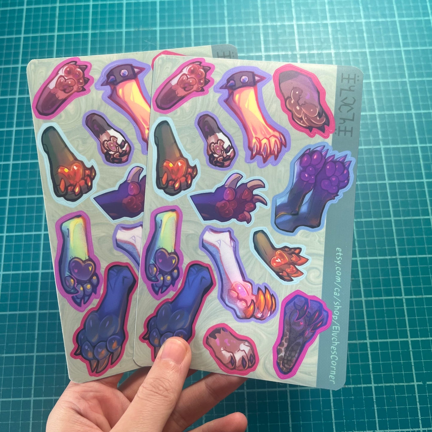 4x6 paws sticker sheet || 4x6in 10x15cm