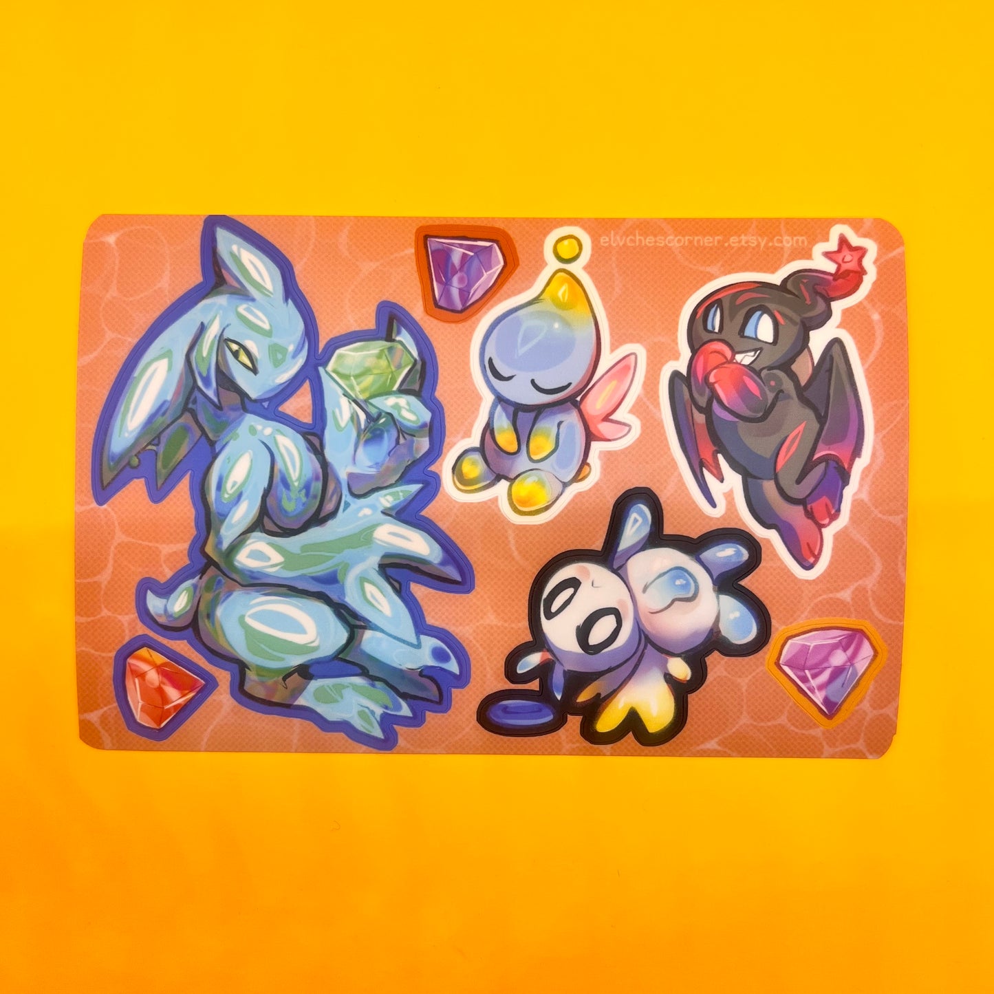 Chaos and Chao matte sticker sheet 4x6in / 10x15cm