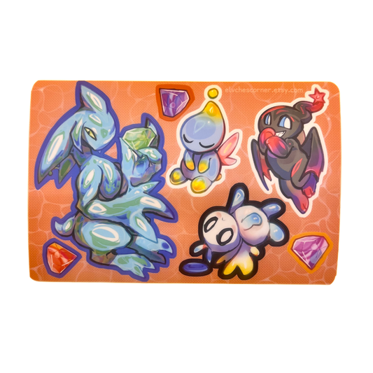Chaos and Chao matte sticker sheet 4x6in / 10x15cm
