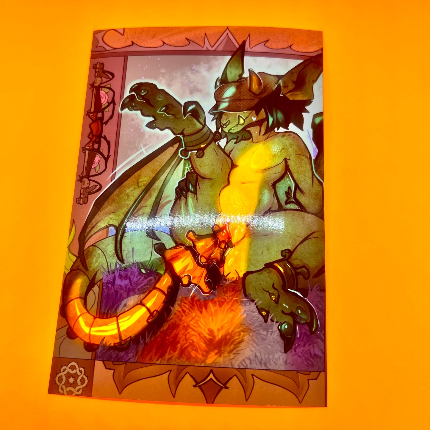 Ivy gargoyle yellow glossy art print  - small