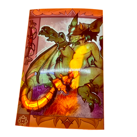 Ivy gargoyle yellow glossy art print  - small