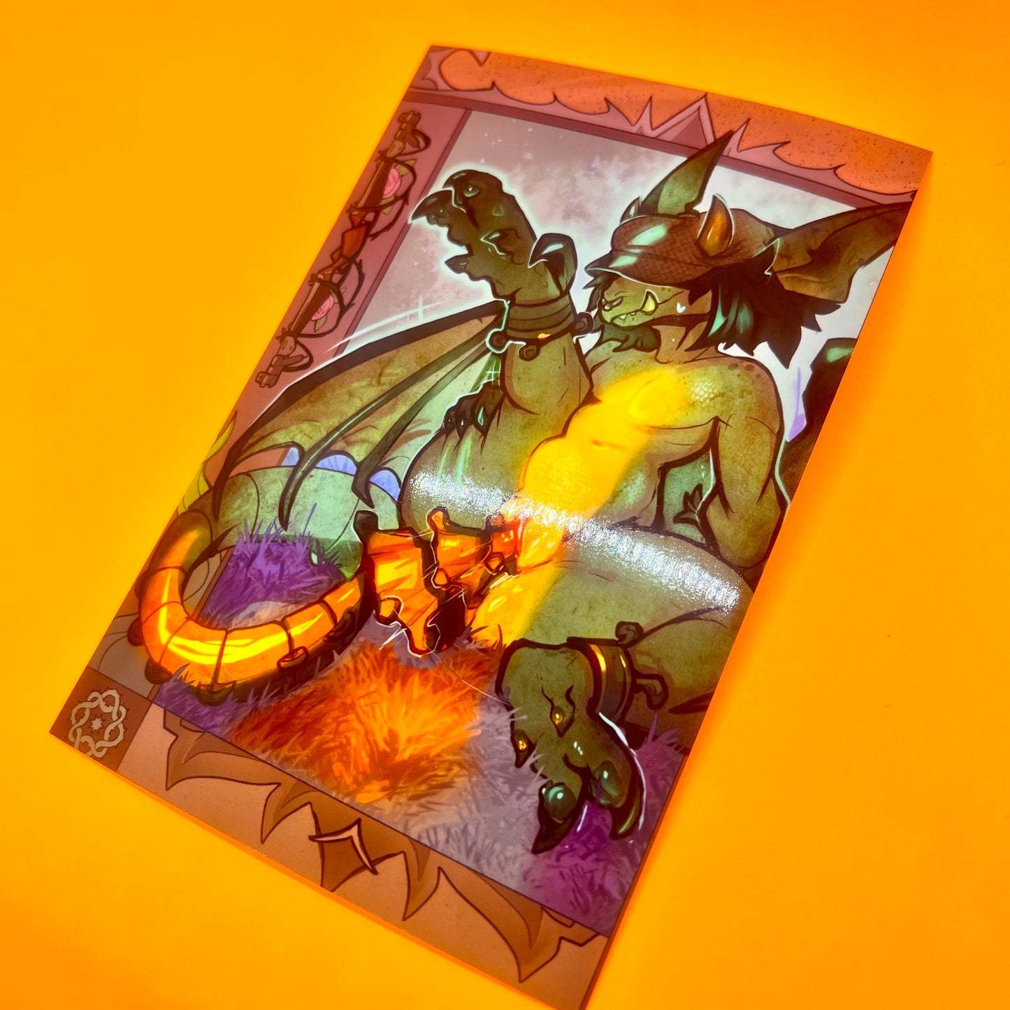 Ivy gargoyle yellow glossy art print  - small