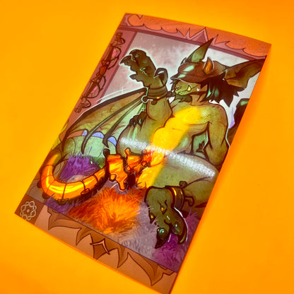 Ivy gargoyle yellow glossy art print  - small