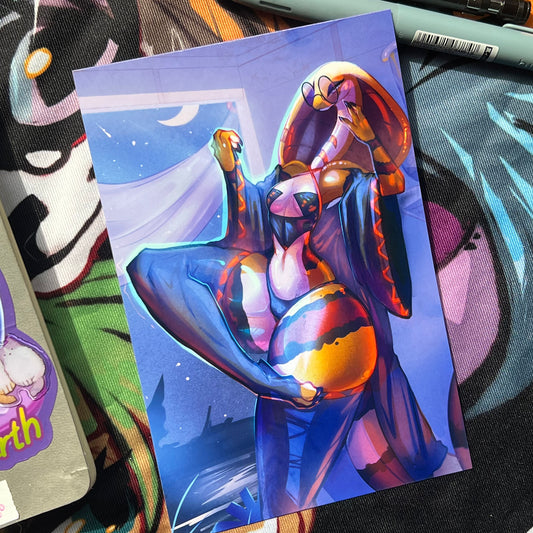 Purple Fora Snake Deity Small Art Print: Matte 4x6 in | 10x15 cm Postcard