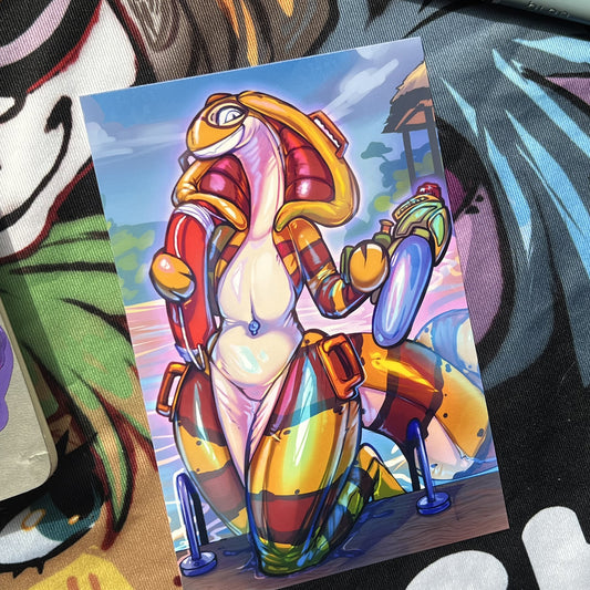 Inflatable Pool Toy Fora Snake Small Art Print: Matte 4x6 in | 10x15 cm Postcard