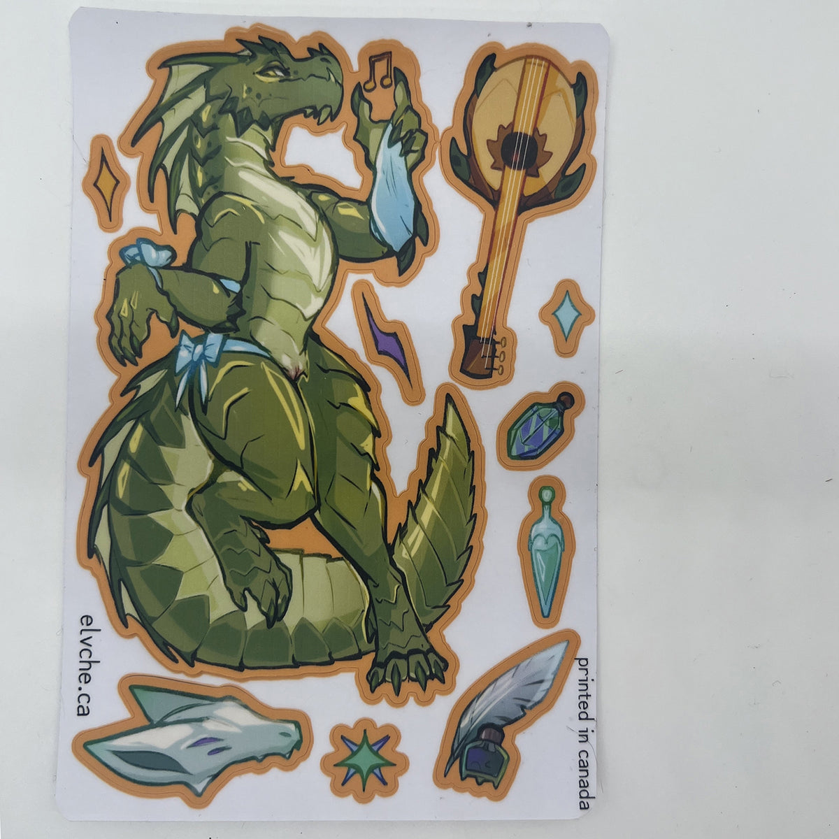 Green Naked Kobold Sticker Sheet: Matte 4x6 in | 10x15 cm Water Resistant