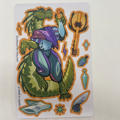 Bard Green Kobold Sticker Sheet: Matte 4x6 in | 10x15 cm Water Resistant