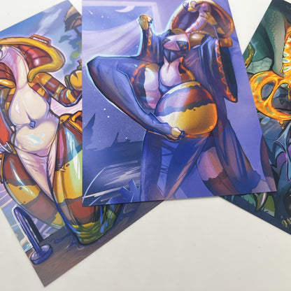 Honeymancer Mage Fora Snake and Monster Tine Crocodile Small Art Print: Matte 4x6 in | 10x15 cm Postcard