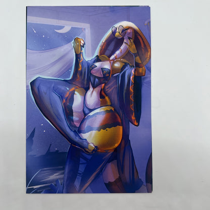 Honeymancer Mage Fora Snake and Monster Tine Crocodile Small Art Print: Matte 4x6 in | 10x15 cm Postcard