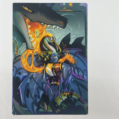 Honeymancer Mage Fora Snake and Monster Tine Crocodile Small Art Print: Matte 4x6 in | 10x15 cm Postcard