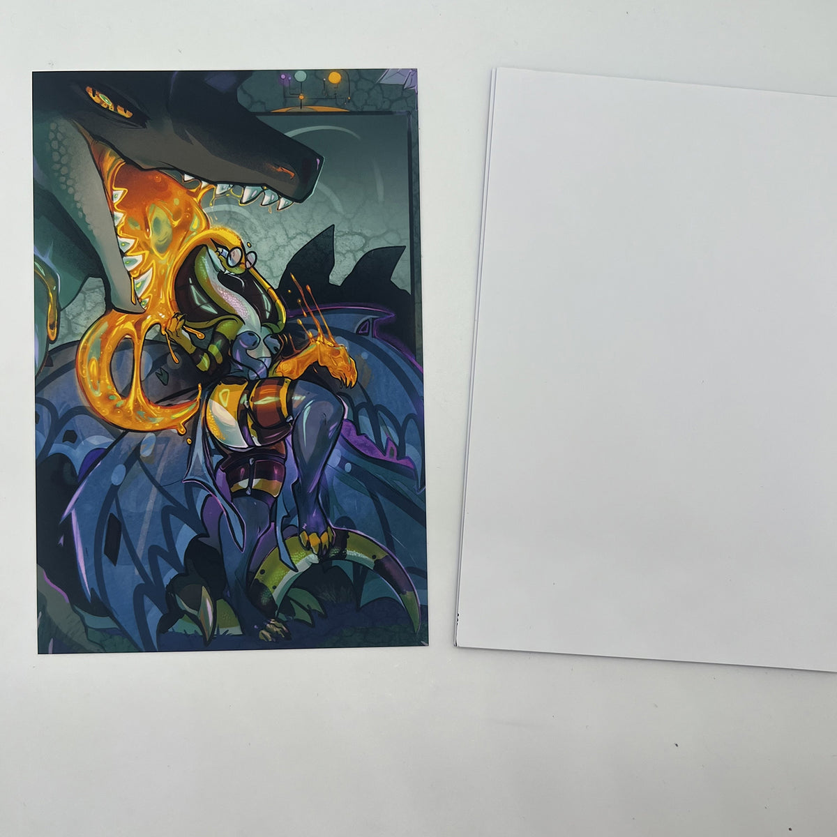 Honeymancer Mage Fora Snake and Monster Tine Crocodile Small Art Print: Matte 4x6 in | 10x15 cm Postcard