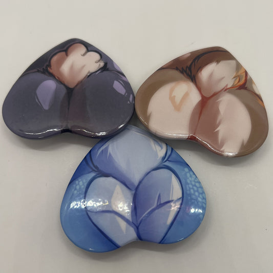 Butts Heart Button Pin 2in | 5cm