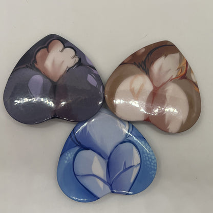 Butts Heart Button Pin 2in | 5cm
