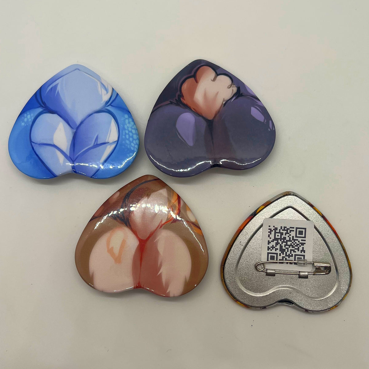 Butts Heart Button Pin 2in | 5cm