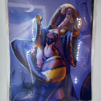 Purple Fora Snake Deity Art Print: Metallic Gloss Big Lettersize 8.5x11in | 21x27cm
