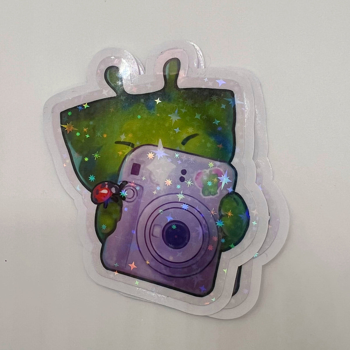 Glorp Kitty With Instant Camera Star Holo Sticker: Water Resistant 3in | 7cm