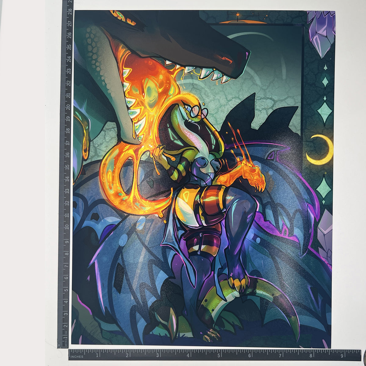 Honeymancer Mage Fora Snake and Monster Tine Crocodile Art Print: Metallic Gloss Big Lettersize 8.5x11in | 21x27cm