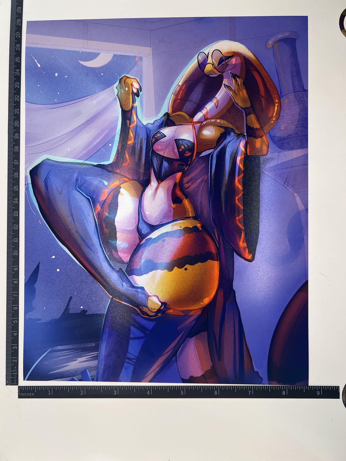 Purple Fora Snake Deity Art Print: Metallic Gloss Big Lettersize 8.5x11in | 21x27cm