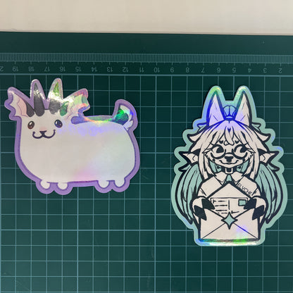 Green DeerGoat Girl with Letter Soft Holo  Fridge Magnet 3in | 7cm