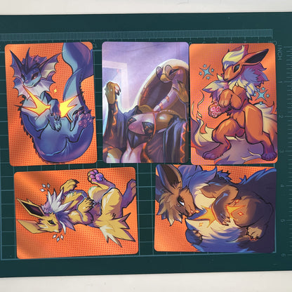 Pocket Monsters Eeveelutions Tiny Collectible Card Art Print: Matte  2.5x3.5 in  | 63x88mm ATC TCG