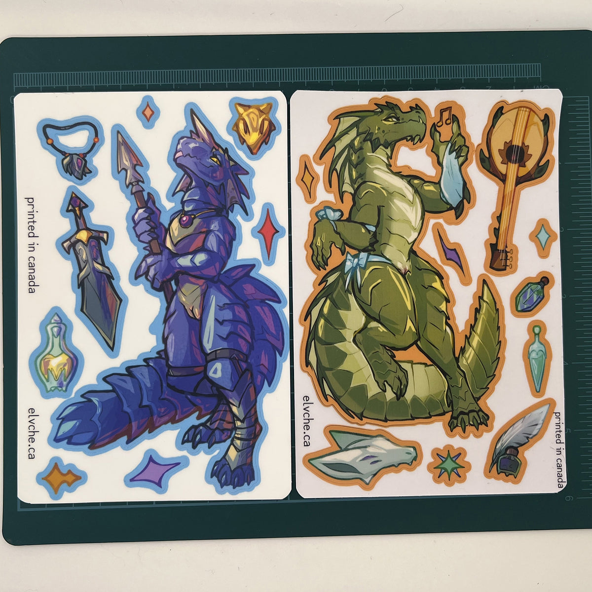 Green Naked Kobold Sticker Sheet: Matte 4x6 in | 10x15 cm Water Resistant