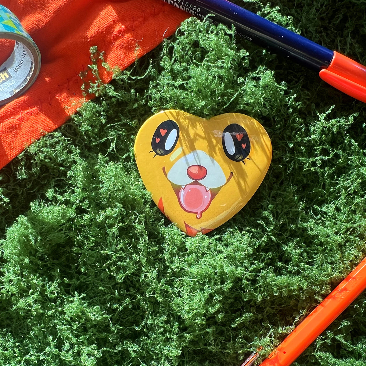 Pocket Monsters Starters Heart Button Pin 2in | 5cm