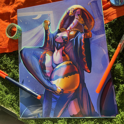 Purple Fora Snake Deity Art Print: Metallic Gloss Big Lettersize 8.5x11in | 21x27cm