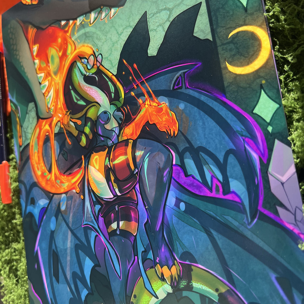 Honeymancer Mage Fora Snake and Monster Tine Crocodile Art Print: Metallic Gloss Big Lettersize 8.5x11in | 21x27cm