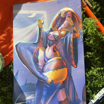 Purple Fora Snake Deity Small Art Print: Matte 4x6 in | 10x15 cm Postcard