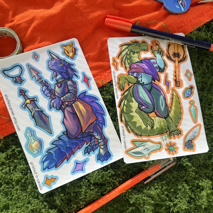 Warrior Blue Kobold Sticker Sheet: Matte 4x6 in | 10x15 cm Water Resistant