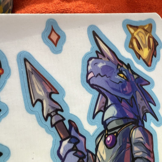 Warrior Blue Kobold Sticker Sheet: Matte 4x6 in | 10x15 cm Water Resistant