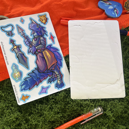 Warrior Blue Kobold Sticker Sheet: Matte 4x6 in | 10x15 cm Water Resistant