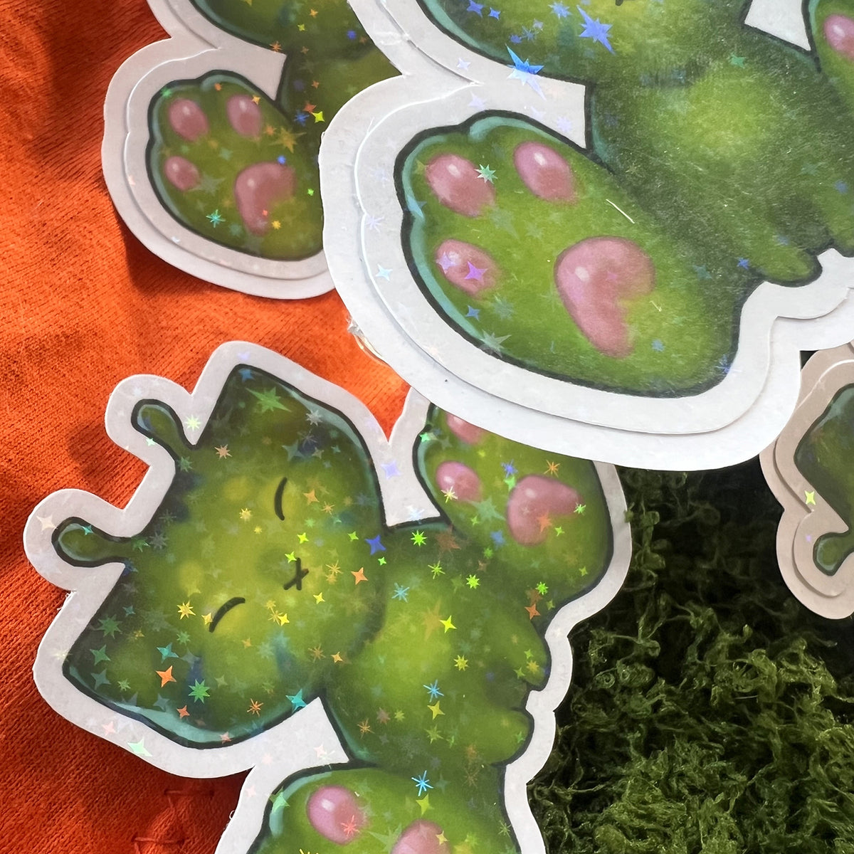 Glorp Kitty Meme Paws Feet Star Holo Sticker: Water Resistant 3in | 7cm