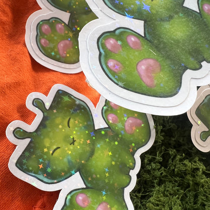 Glorp Kitty Meme Paws Feet Star Holo Sticker: Water Resistant 3in | 7cm