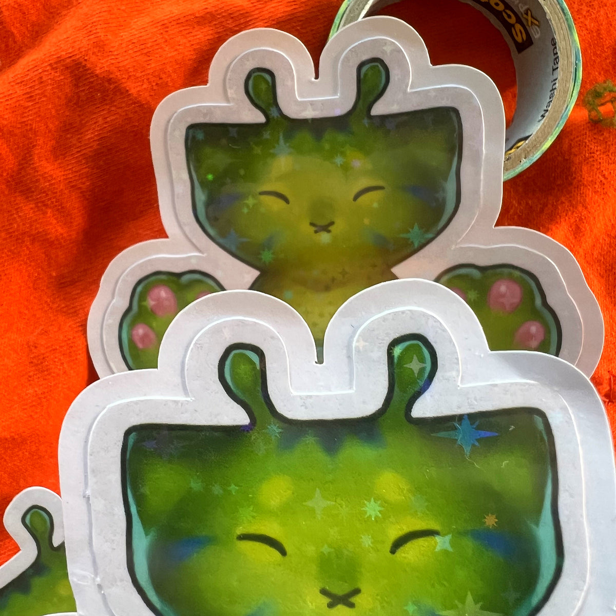 Glorp Kitty Meme Paws Feet Star Holo Sticker: Water Resistant 3in | 7cm