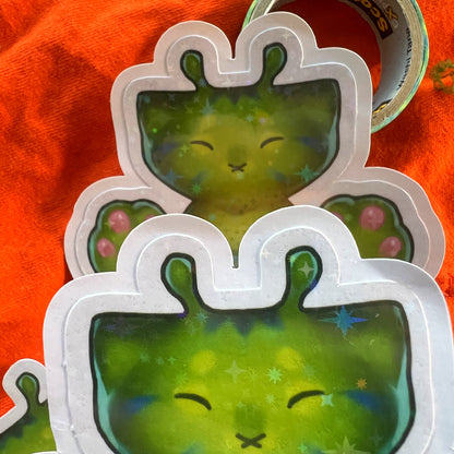 Glorp Kitty Meme Paws Feet Star Holo Sticker: Water Resistant 3in | 7cm