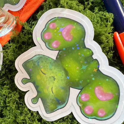 Glorp Kitty Meme Paws Feet Star Holo Sticker: Water Resistant 3in | 7cm