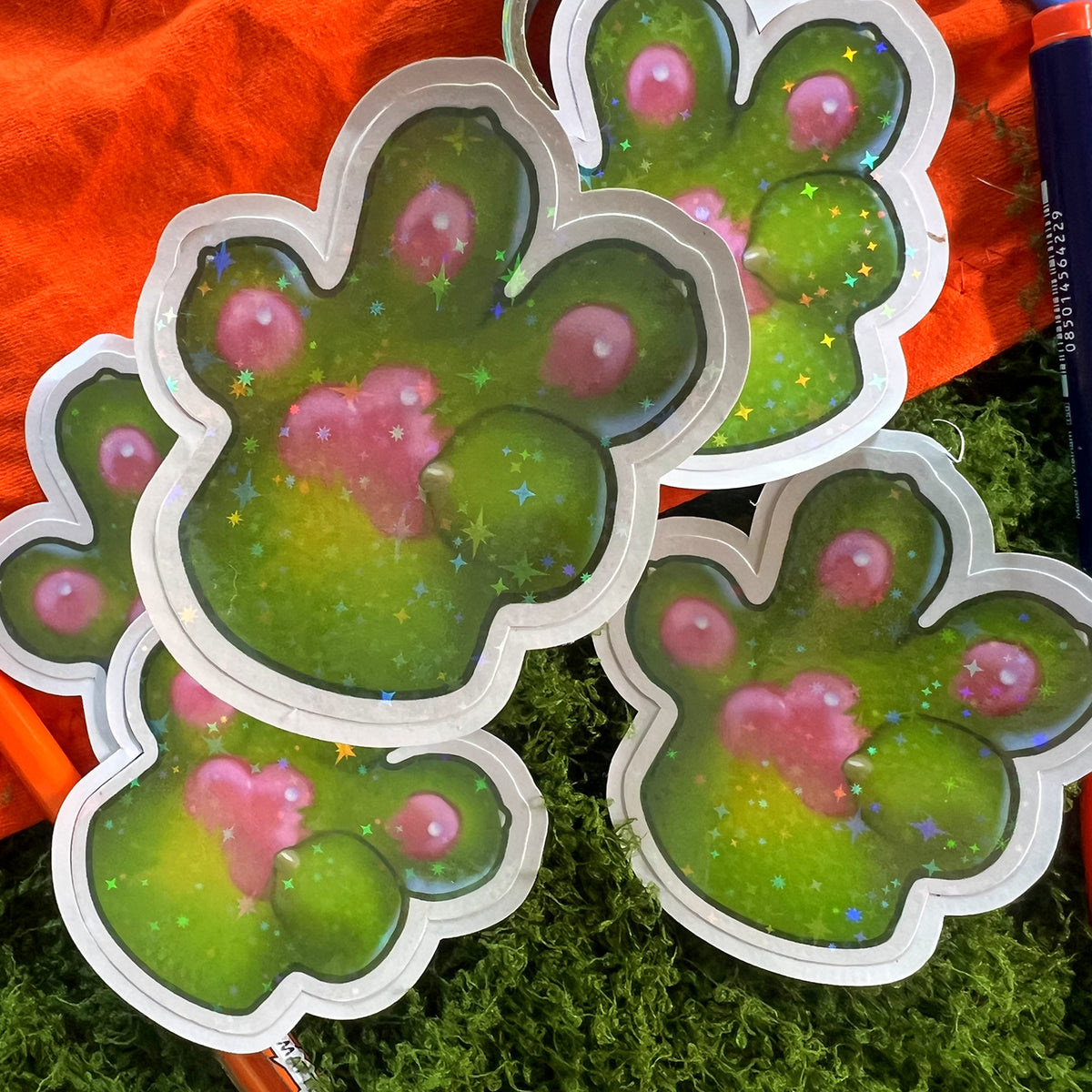 Glorp Kitty Paw Star Holo Sticker: Water Resistant 3in | 7cm