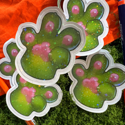 Glorp Kitty Paw Star Holo Sticker: Water Resistant 3in | 7cm