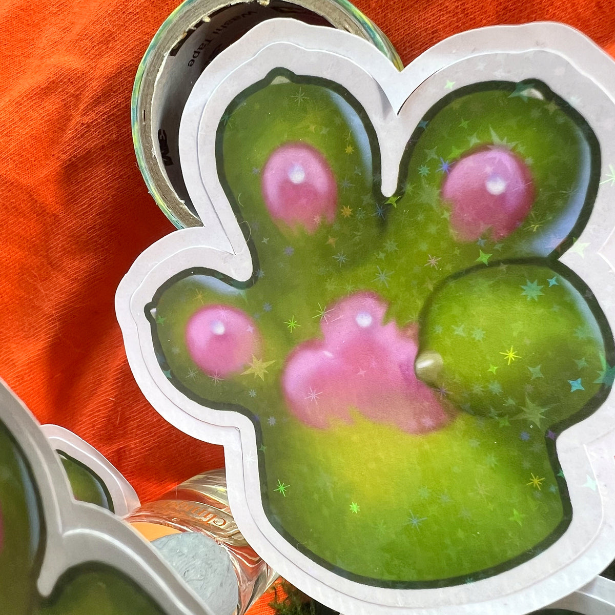 Glorp Kitty Paw Star Holo Sticker: Water Resistant 3in | 7cm