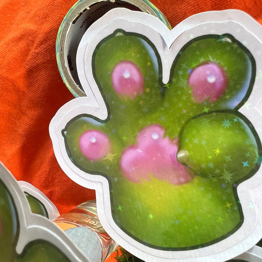 Glorp Kitty Paw Star Holo Sticker: Water Resistant 3in | 7cm